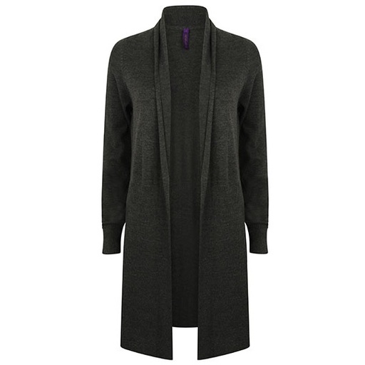 Długi damski kardigan bez zapięcia W719 - Grey Marl