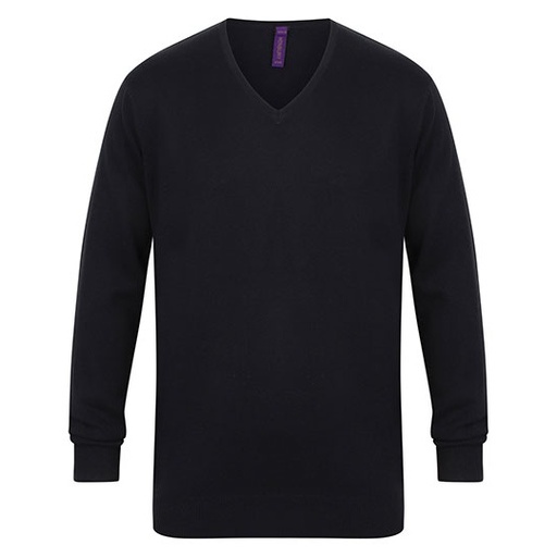 Męski sweter z dekoltem w serek W720 - Navy