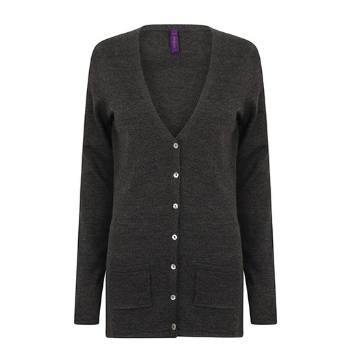 Damski kardigan lekki V-neck Slim - Grey Marl - W723