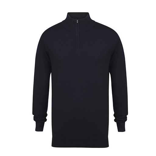 Sweter Męski z Zamkiem 1 4 Bawełna Akryl W729 - Navy