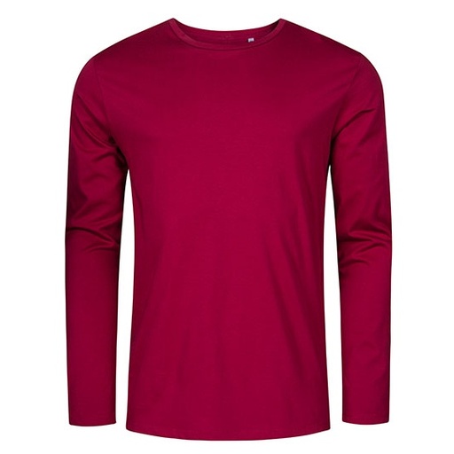 Męski T-shirt Slim z Długim Rękawem XO1465 - Berry
