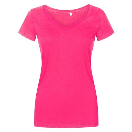 Damski T-shirt V-Neck Slim XO1525 - Bright Rose