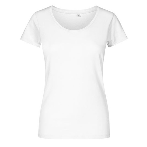 Damski t-shirt z głębokim dekoltem slim XO1545 - White