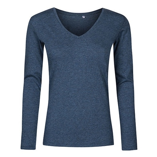 Damski T-Shirt V-Neck Slim XO1560 - Heather Navy