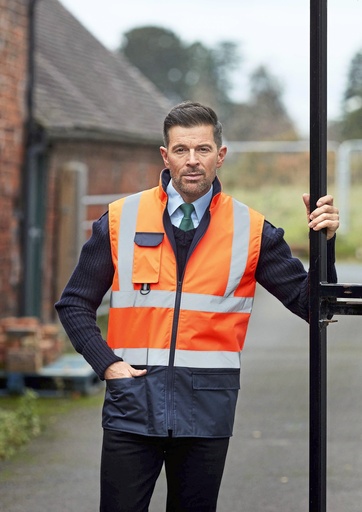 Kamizelka Ostrzegawcza Dwukolorowa Wodoodporna YK005 - Orange & Navy