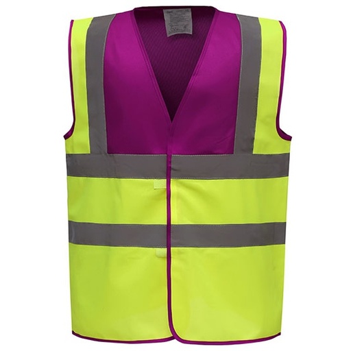 Kamizelka Ostrzegawcza Odblaskowa YK100 - Raspberry Yoke & Hi-Vis Yellow