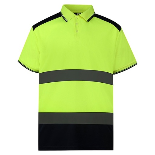 Koszulka Polo Meska Hi Vis Oddychajaca YK220 - Hi-Vis Yellow & Navy