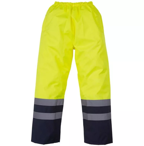 Spodnie Ostrzegawcze Wodoodporne Hi-Vis YK461 - Hi-Vis Yellow & Navy