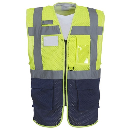 Kamizelka Ostrzegawcza Siatkowa z Poliestru Recyklingowego YK820 - Hi-Vis Yellow & Navy