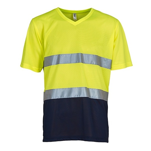 Koszulka Robocza Dekolt V Hi-Vis Oddychajaca YK910 - Hi-Vis Yellow & Navy