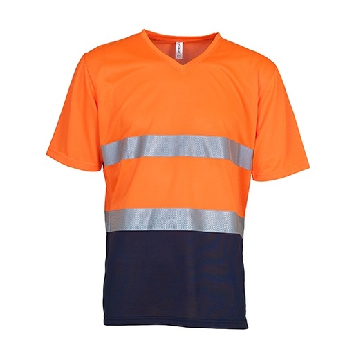 Koszulka robocza Hi-Vis V-neck YK910 - Hi-Vis Orange & Navy