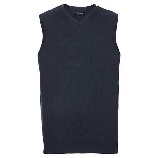 Bezrękawnik Męski Klasyczny Dzianinowy CottonBlend Z716 - French Navy