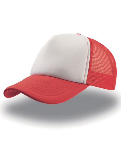 Czapka Trucker Snapback Poliestrowa Siateczkowa AT505 - White & Red & Red