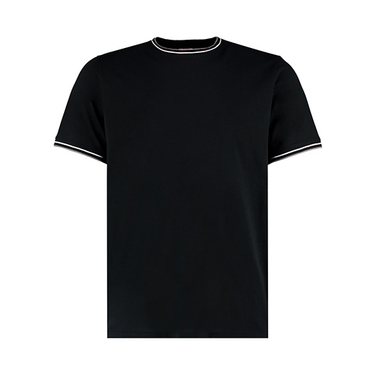 T-shirt z kontrastowym wykończeniem - Black & White & Grey (Solid)