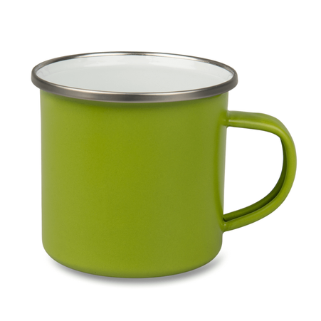 Kubek stalowy emaliowany ze srebrnym rantem G0040231 - Zielony