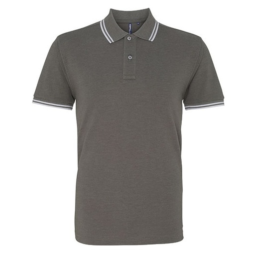 Męskie klasyczne polo AQ011 - Charcoal & White