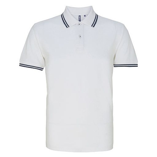 Męskie klasyczne polo AQ011 - White & Navy