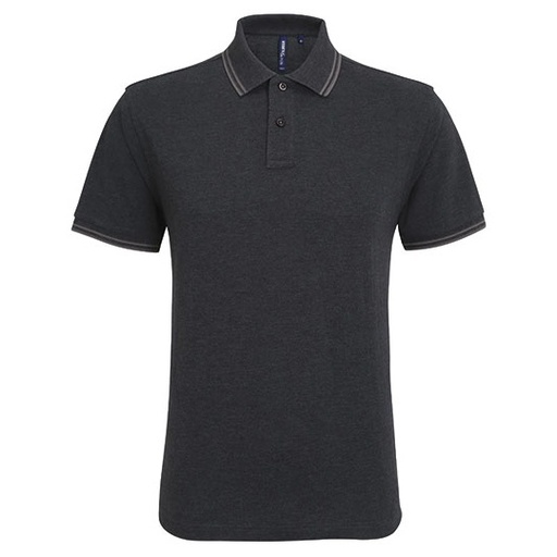 Męskie klasyczne polo AQ011 - Heather Black & Charcoal
