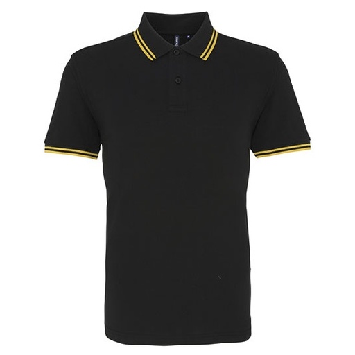 Koszulka Polo Męska Klasyczna Bawełniana Czesana AQ011 - Black & Yellow