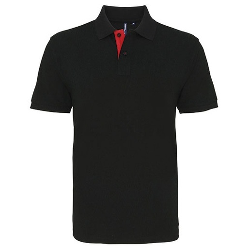 Męska koszulka polo klasyczna AQ012 - Black & Red