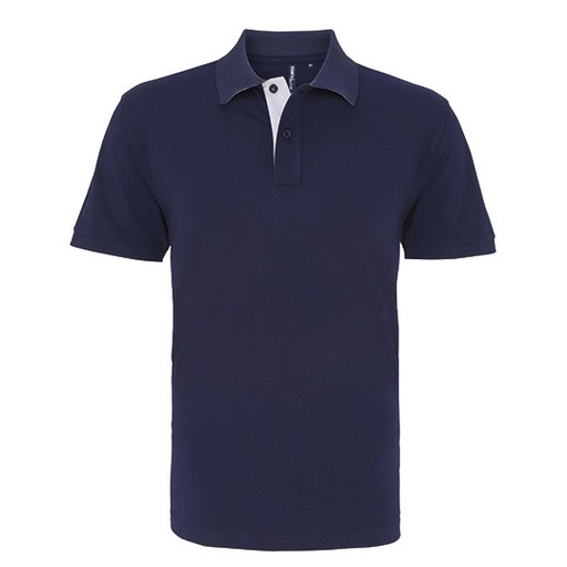 Męska koszulka polo klasyczna AQ012 - Navy & White