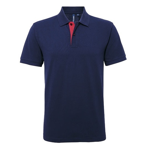 Męska koszulka polo klasyczna AQ012 - Navy & Red