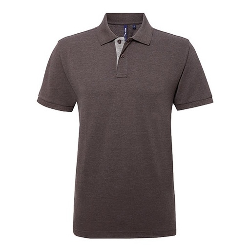 Koszulka Polo Meska Klasyczna Bawelniana AQ012 - Charcoal & Heather Grey