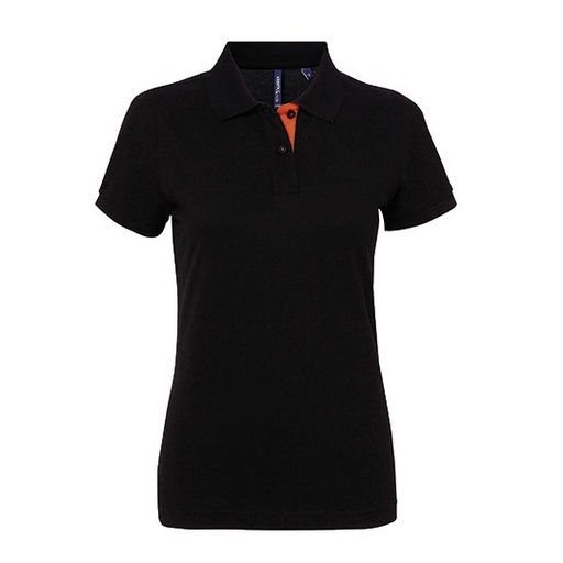 Damska taliowana koszulka polo AQ022 - Black & Orange