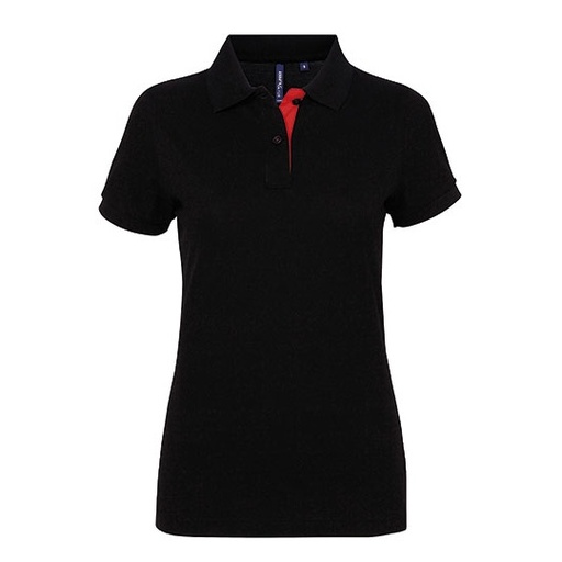 Damska taliowana koszulka polo AQ022 - Black & Red