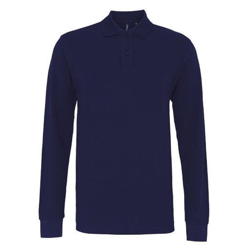 Polo Męskie Klasyczne Długi Rękaw Bawełna Czesana AQ030 - Navy