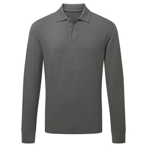 Męskie polo klasyczne z długim rękawem AQ030 - Charcoal