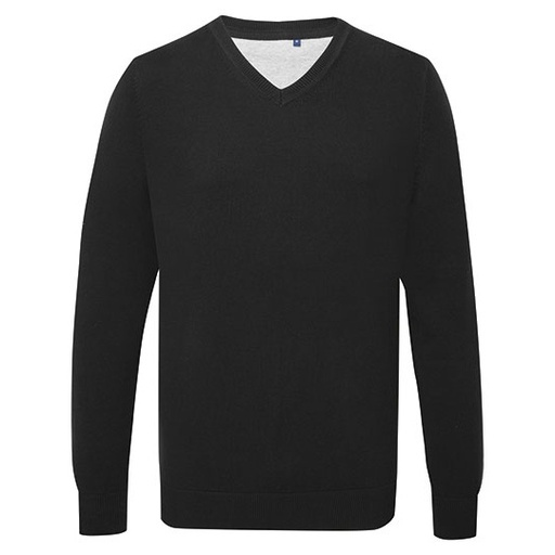 Męski sweter z dekoltem w serek AQ042 - Black