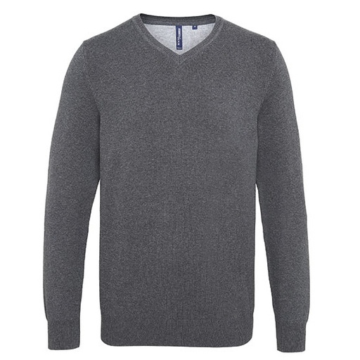 Męski sweter z dekoltem w serek AQ042 - Charcoal