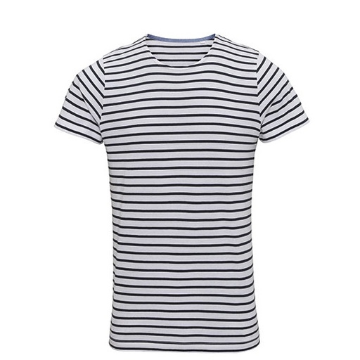 Koszulka Klasyczna Bawełniana Marynarska AQ072 - White-Navy