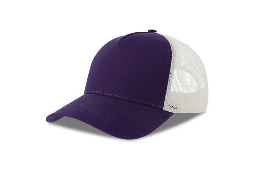 [AT535-1000400465] Czapka z Daszkiem Trucker Bawełna Organiczna Recykling Poliester AT535 - Purple & White