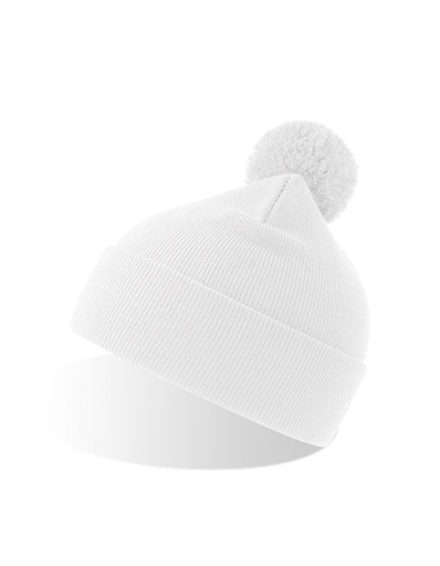 Czapka beanie z pomponem i mankietem AT811 - White
