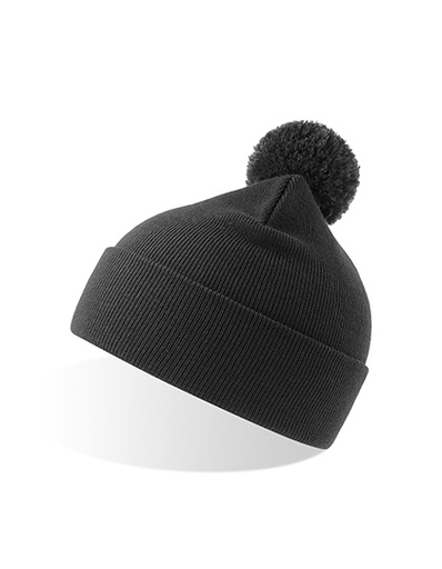 Czapka beanie z pomponem i mankietem AT811 - Dark Grey
