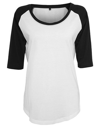 Damska koszulka raglanowa 3/4 BY022 - White & Black