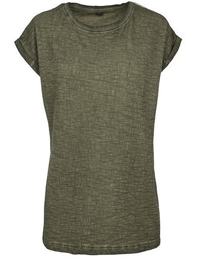 T-shirt Damski Oversize Bawelna Slub BY056 - Olive (Spray Dye)