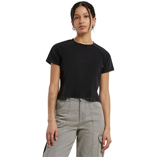 Damski T-shirt Vintage Cropped BY305 - Black