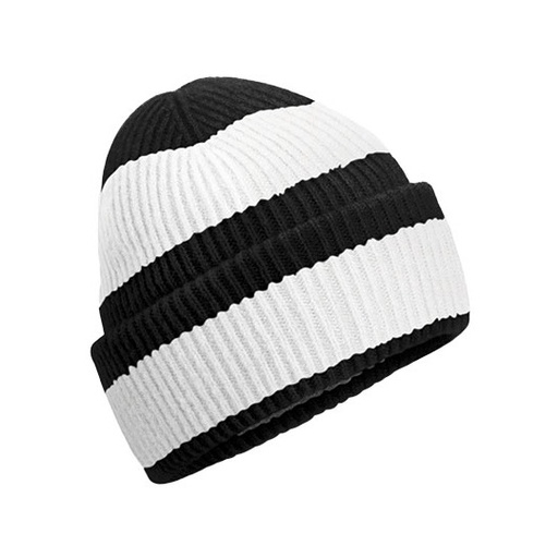 Czapka beanie z wywijanym brzegiem CB391R - Black & Soft White