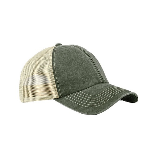 [CB672-1000395234] Czapka Trucker Bawełniana z Siatką CB672 - Vintage Olive & Stone