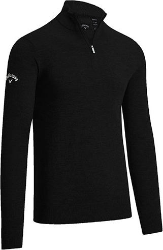 Meski Sweter Merino 1/4 Zamek CW351 - Black Onyx