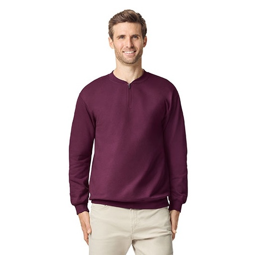 Bluza Klasyczna Bawelniana z Zamkiem 1 4 GSF008 - Maroon