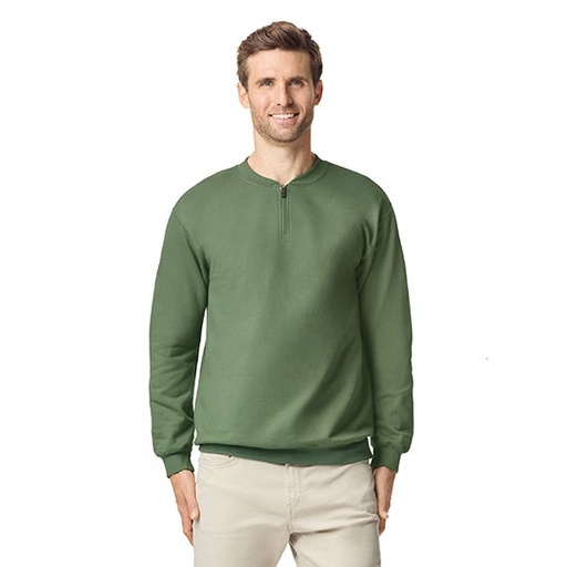 Bluza Klasyczna Bawelniana z Zamkiem 1 4 GSF008 - Military Green