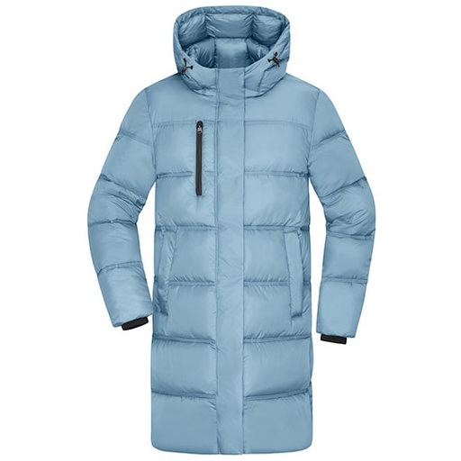 Płaszcz Damski Długi Pikowany Zimowy JN1367 - Milky Blue