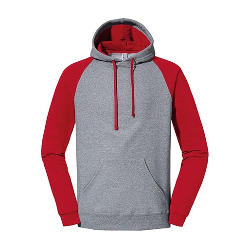 Bluza z kapturem raglanowa JZ96CR - Oxford Grey & True Red