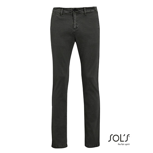 Spodnie Męskie Klasyczne Bawełniane z Elastanem L01424 - Charcoal Grey (Solid)