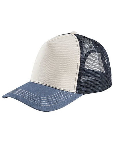 Czapka pięciopanelowa L04451 - Off White & Denim & French Navy