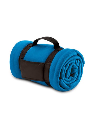 Koc polarowy w kratę z uchwytem LC04342 - Royal Blue 241